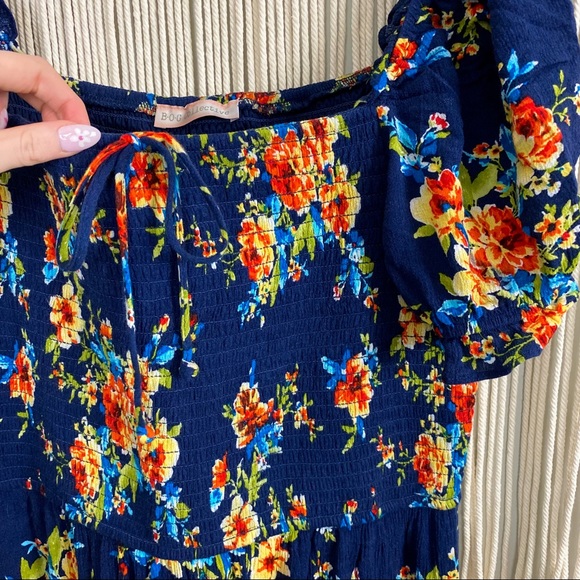 BOG Collective Smocked Floral Square Neck Puff Sleeve Dress - Picture 13 of 16